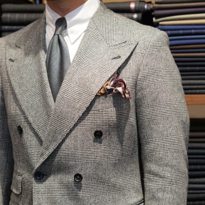 FOX FLANNEL フォックス　フランネル　グレンチェック　グレンプレイド　ダブルスーツ　クラシック　ダブルステッチ　ベルトレス